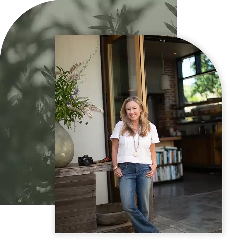 Lelah standing outside home.